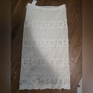 Elegant Cream Crochet Skirt